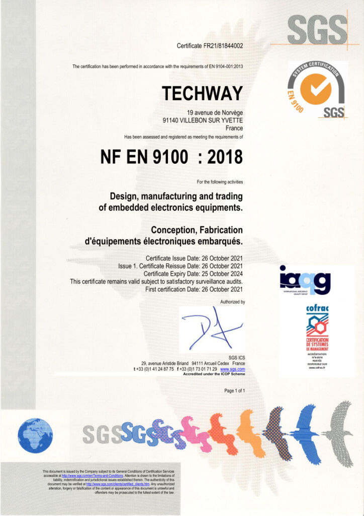 politique qualité - TECHWAY EN9100 2018 CERTIFICATE EN FR 2021